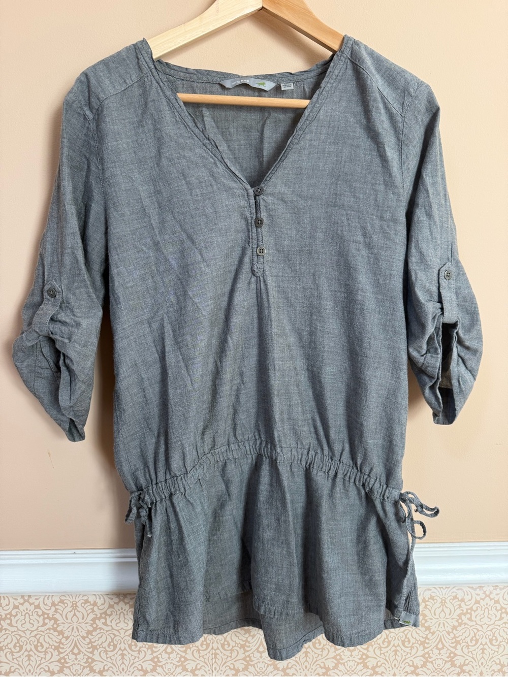 Casual V-Neck Drawstring tunic 100% organic cotton